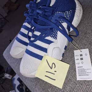 adidas Mens Striped Blue and White Sneakers
